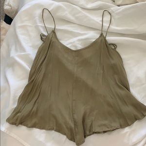 Light olive green tank with asymmetrical hem